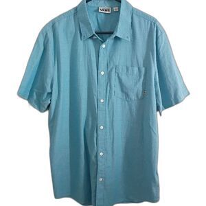 Vans Men's Light Blue Casual Button Down Shirt Size Large Skater Short Sleeve
